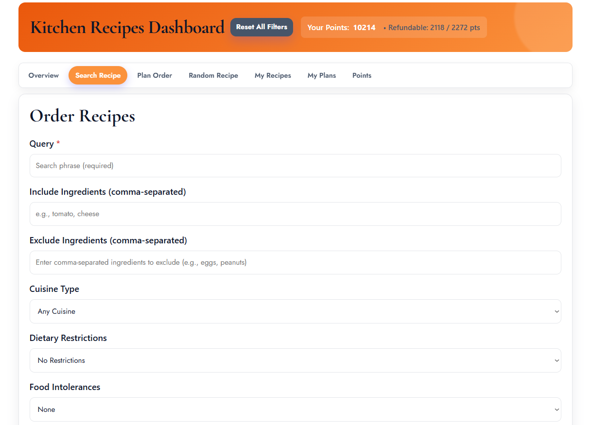 Search filters and results (placeholder)